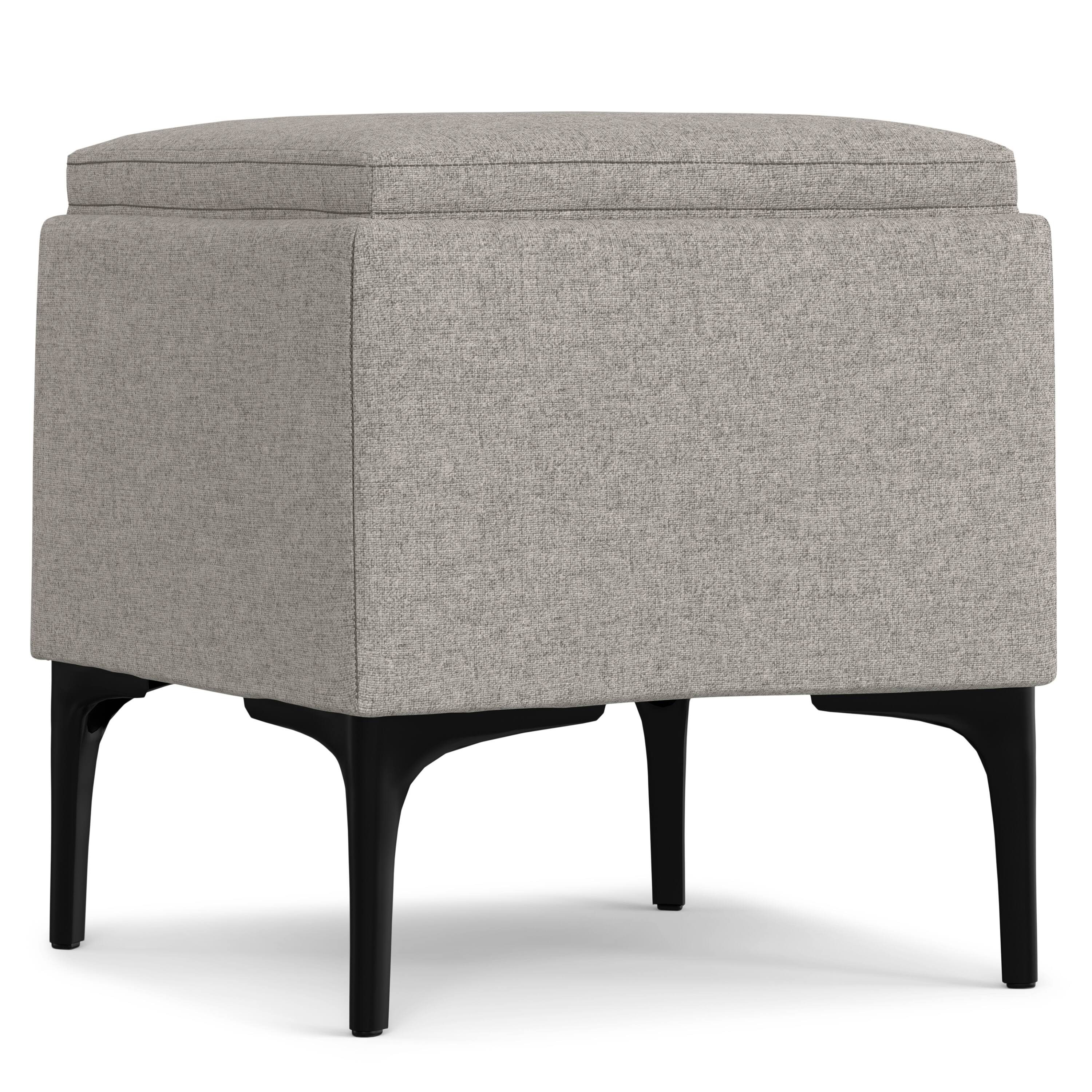 Left. Tiramisubest - Cloud Grey Linen-Style Storage Ottoman with Serving Tray - Gray.