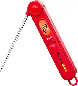 ThermoPro - TP03B Digital Instant-Read Meat Thermometer – Ultra-Fast, Foldable Probe, Backlit Display, Kitchen & Grill - Red