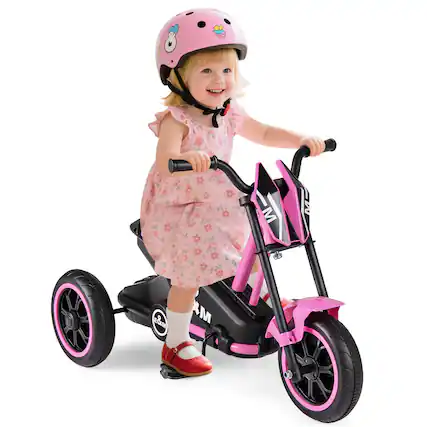 Front. Gymax - Gymax Kids Tricycle w/Foot Pedals Forward/Backward Steering Handlebars Aged 3+ Pink - Pink.
