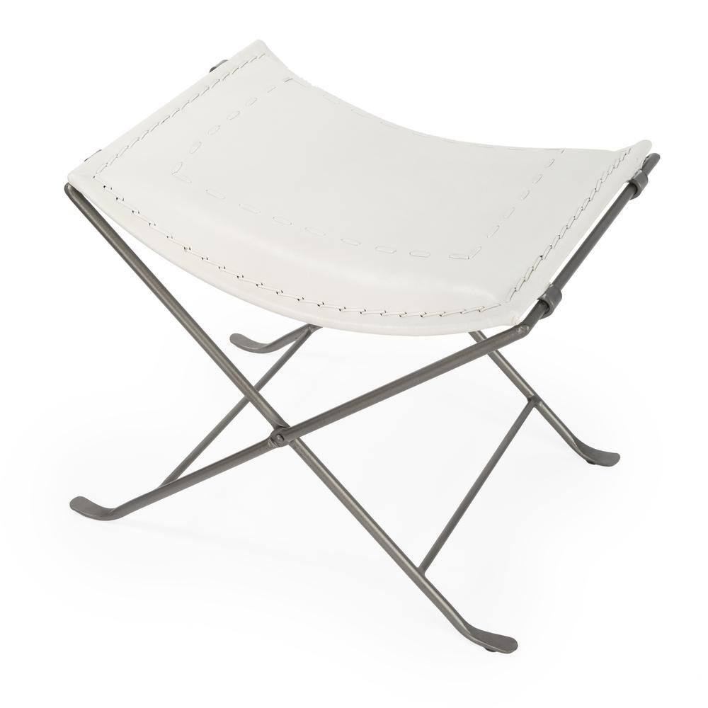 Alt View 4. Butler Specialty - Melton Leather 21.5"W Accent Stool - White.
