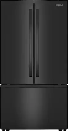 Front. Whirlpool - 30.58 cu. ft. French Door Bottom Freezer Refrigerator with More space with Family-Sized Capacity - Black.