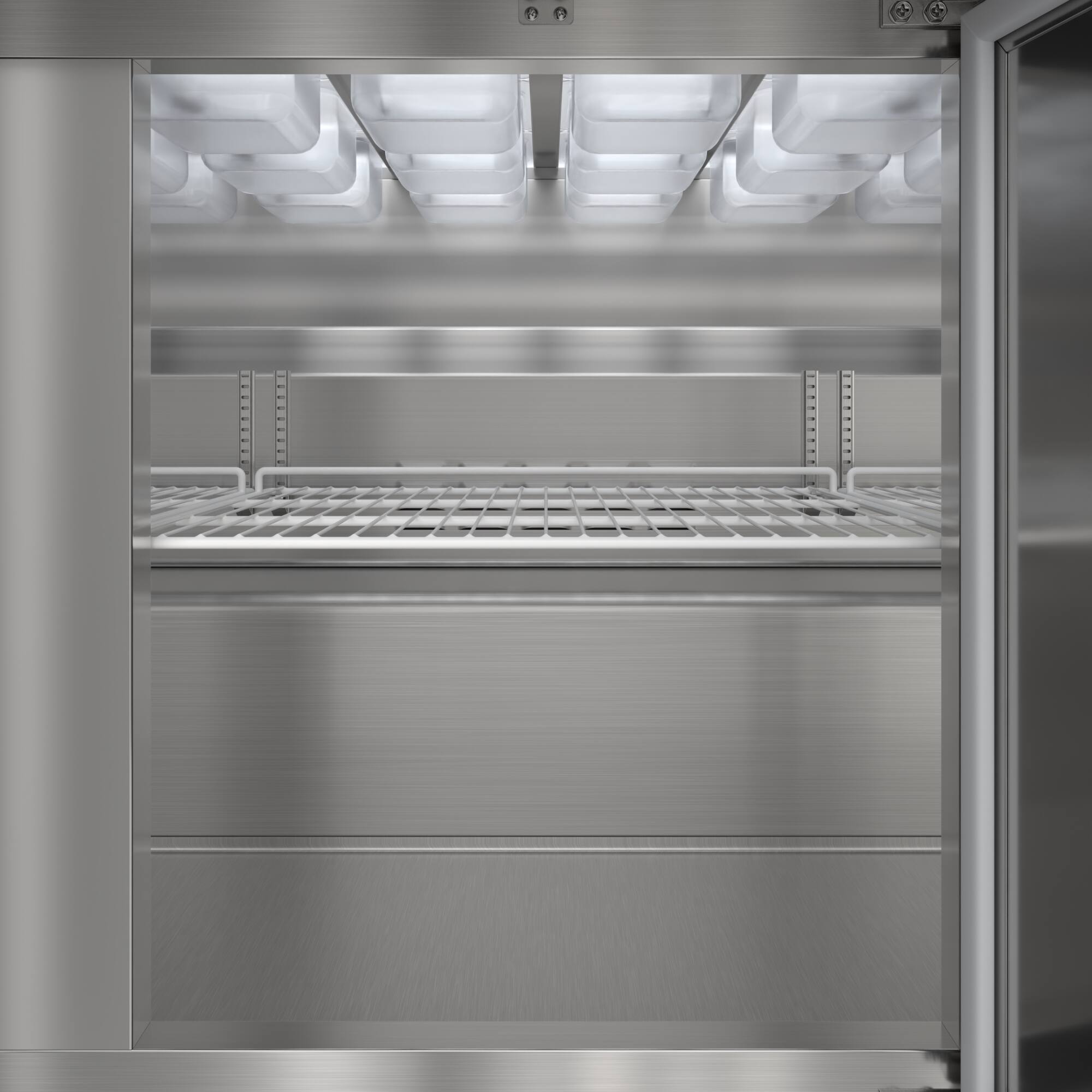 Alt View 6. Koolmore - 70 in. Commercial 3-Door Refrigerated Mega Salad and Sandwich Prep Table, 30 Pan Capacity and 22 Cu. Ft. of Storage - Stainless steel.