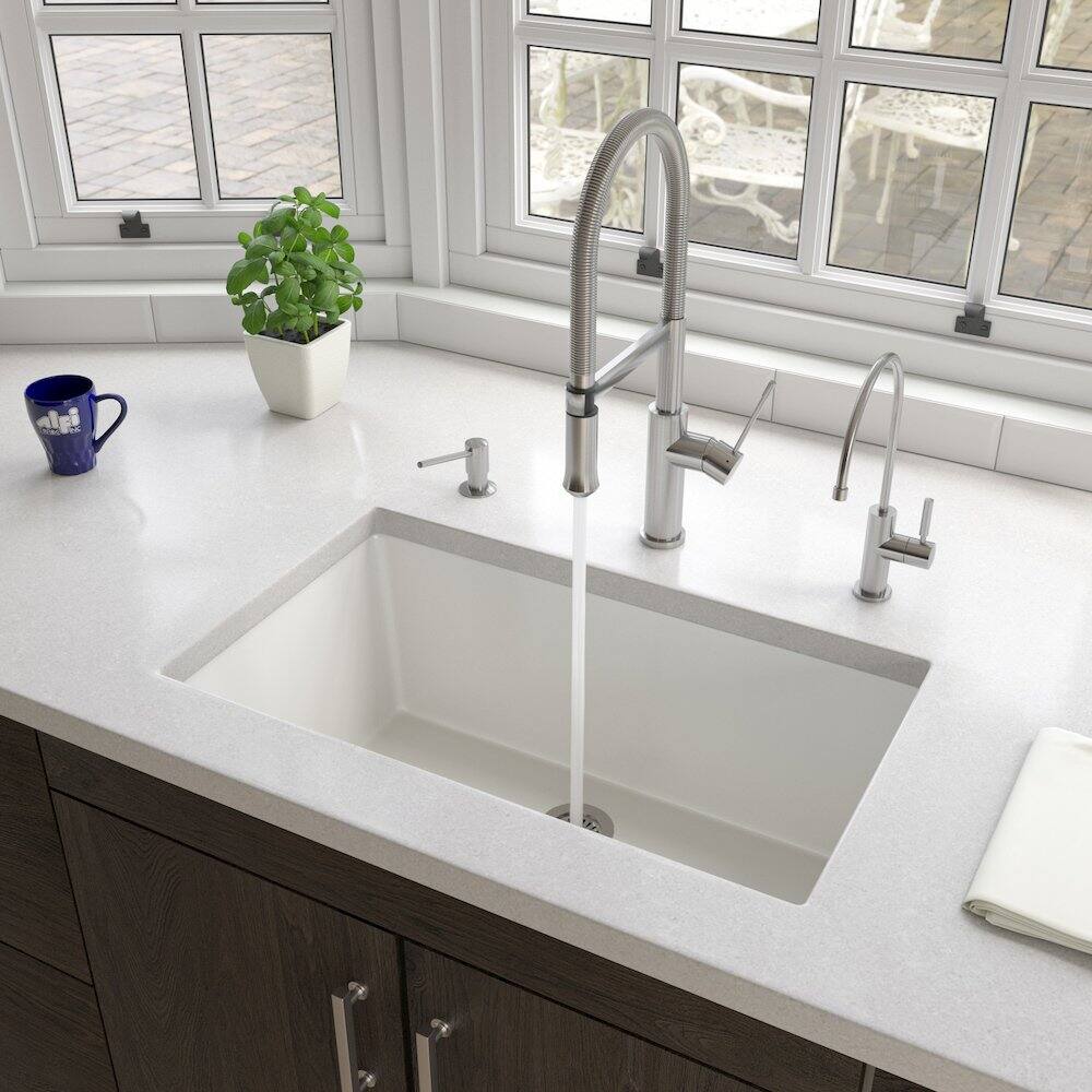 Alt View 6. Alfi - ALFI brand 30 White Undermount / Drop In Fireclay Kitchen Sink - White.