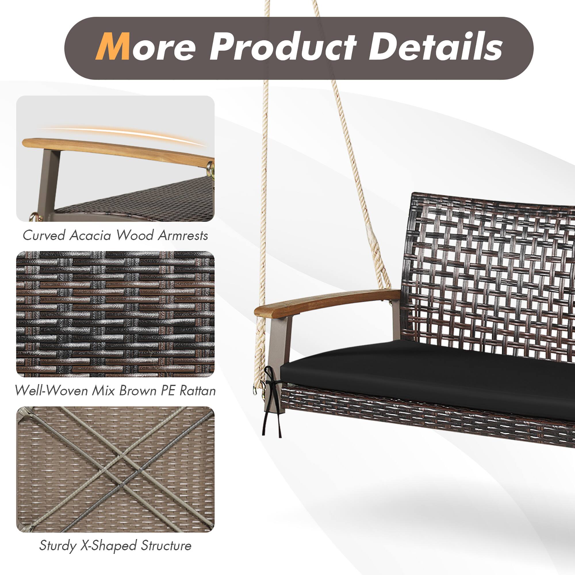 More Product Details

- Curved Acacia Wood Armrests
- Well-Woven Mix Brown PE Rattan
- Sturdy X-Shaped Structure