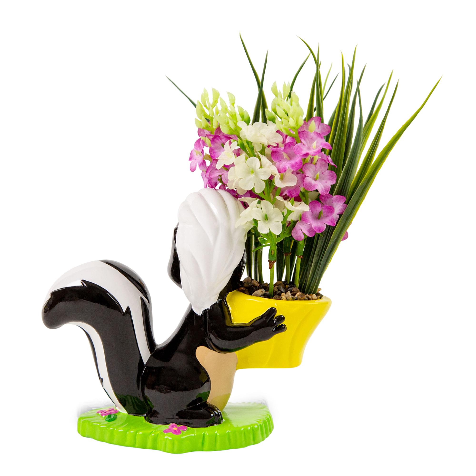 Alt View 10. Disney - Disney Bambi Flower Skunk 6-Inch Ceramic Planter With Artificial Succulent - Black.