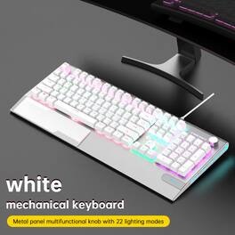 Topteng - K1000 Hot-Swappable Mechanical Keyboard - 104 Key Red Switch, RGB Backlit, PBT Keycaps, Knob Control for Gaming - Silver