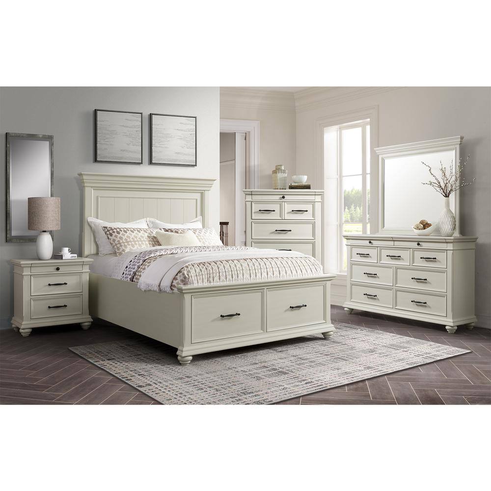 Alt View 6. Picket House Furnishings - Brooks 3-Drawer Nightstand with USB Ports in Antique White - Antique White.