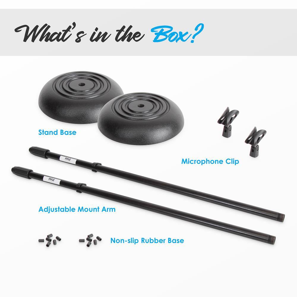 What's in the Box?

- Stand Base
- Microphone Clip
- Adjustable Mount Arm
- Non-slip Rubber Base
