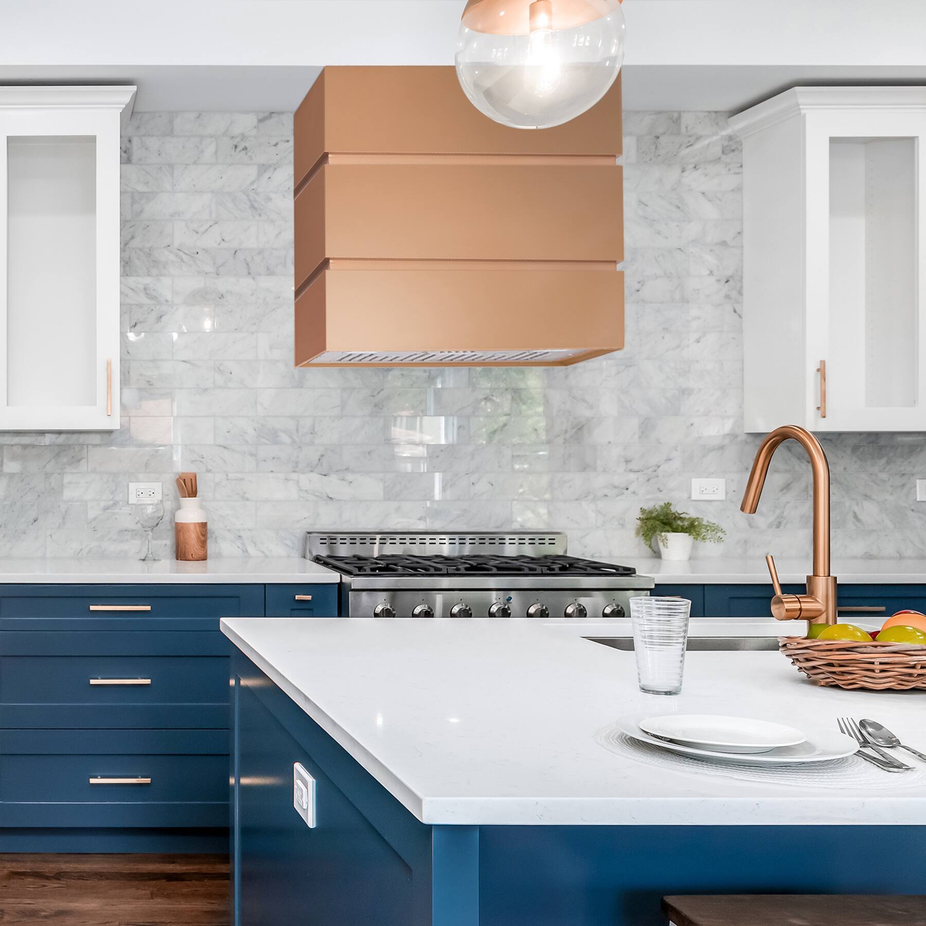 Alt View 4. Akicon - Akicon 30 inch Ducted 600-CFM Copper Wall-Mounted Range Hood with Charcoal Filter - Copper.