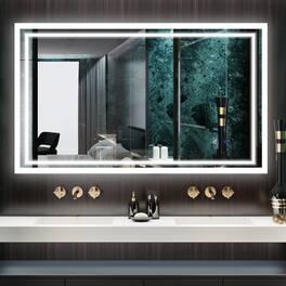 PRIMEPLUS - 24 "× 40" LED lighting bathroom wall mounted vanity mirror - anti fog, touch, 10x magnification, memory function
