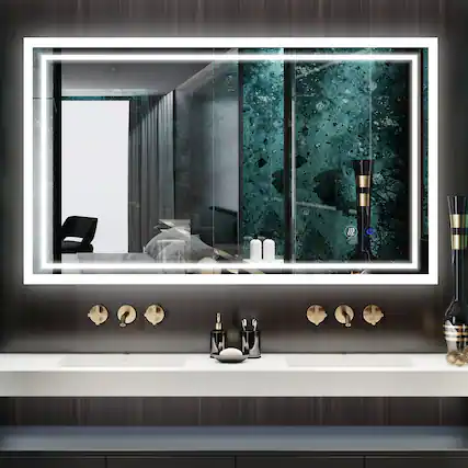 Front. PRIMEPLUS - 24 "× 40" LED lighting bathroom wall mounted vanity mirror - anti fog, touch, 10x magnification, memory function.