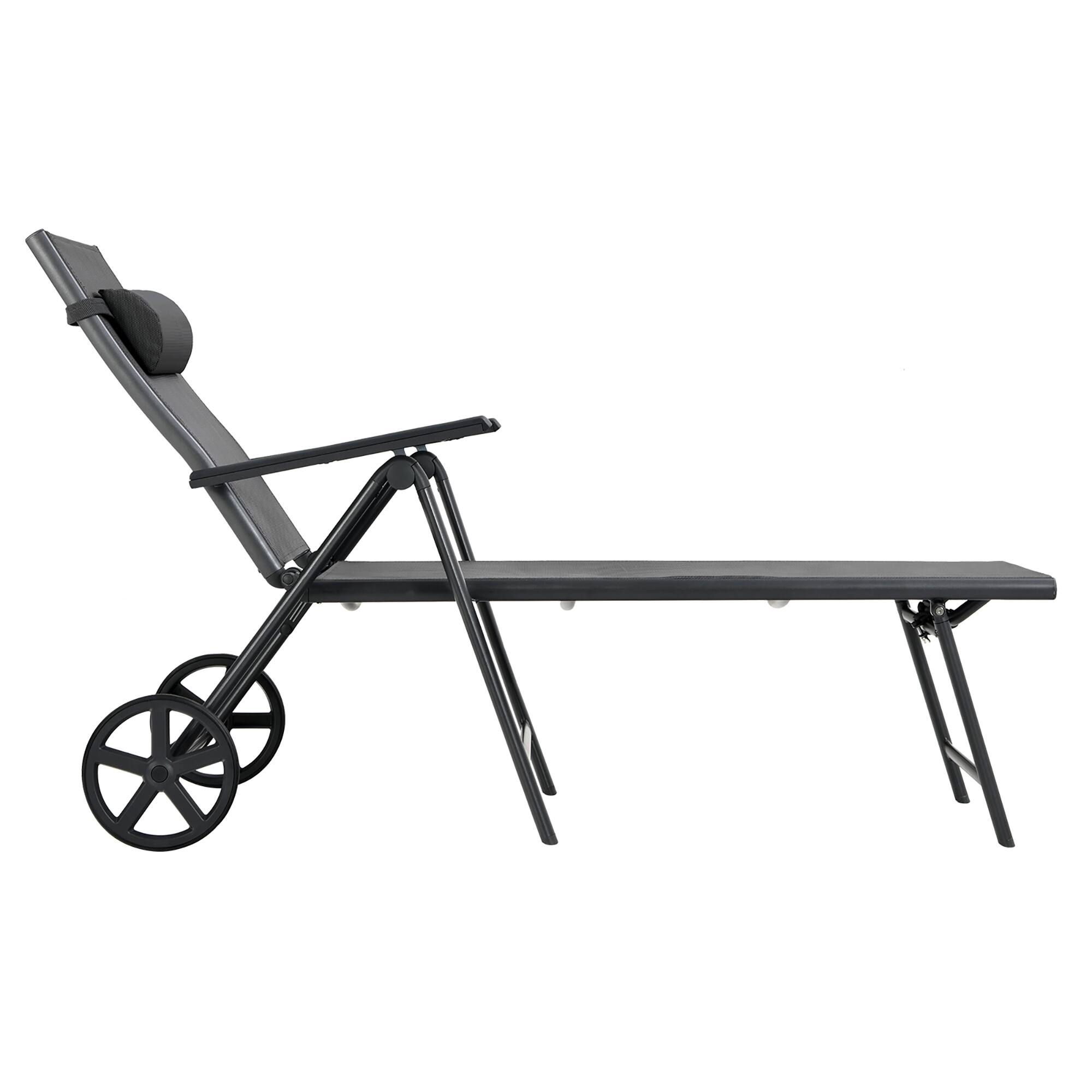 Alt View 9. Costway - Costway  2PCS Patio Lounge Chair W/ Wheels Neck Pillow Aluminum Frame Adjustable - Gray.