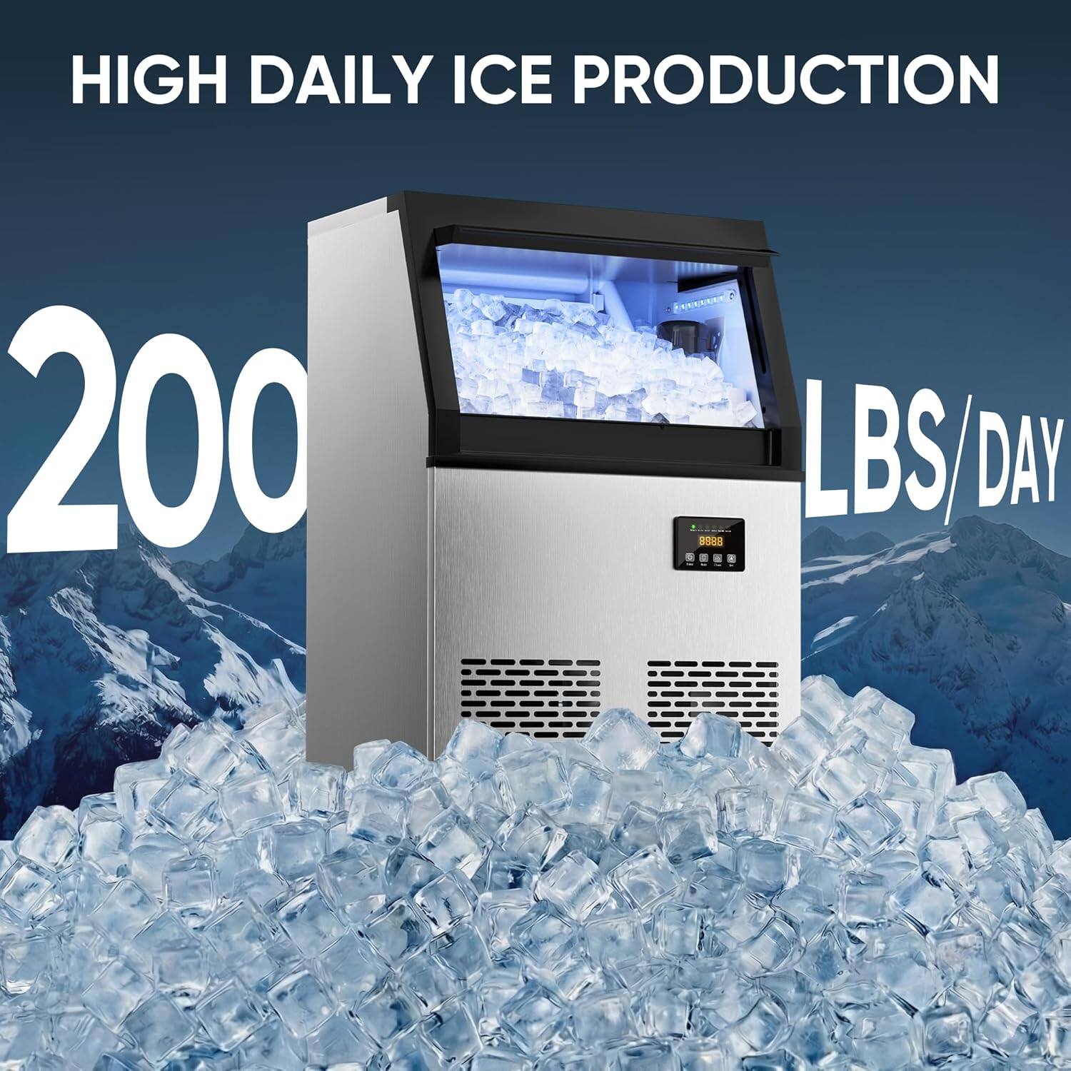 HIGH DAILY ICE PRODUCTION  
200 LBS/DAY