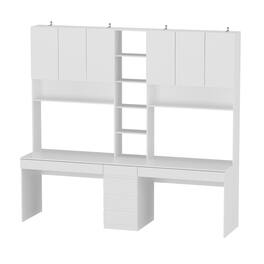 FUFU&GAGA - All - in - One Office Desk Set - Dual - Workstation with Storage Shelves - White