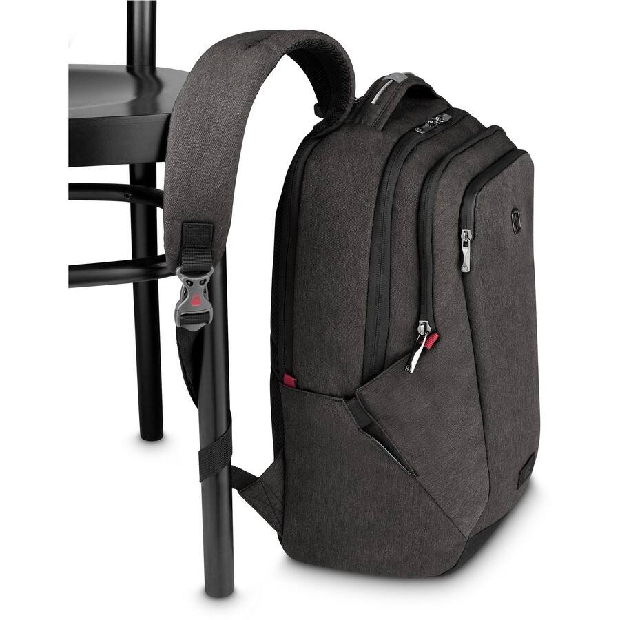Alt View 1. SwissGear - Wenger MX Professional Carrying Case (Backpack) for 10" to 16" Notebook - Heather Gray - Water Resistant Zipper - Charcoal Gray.