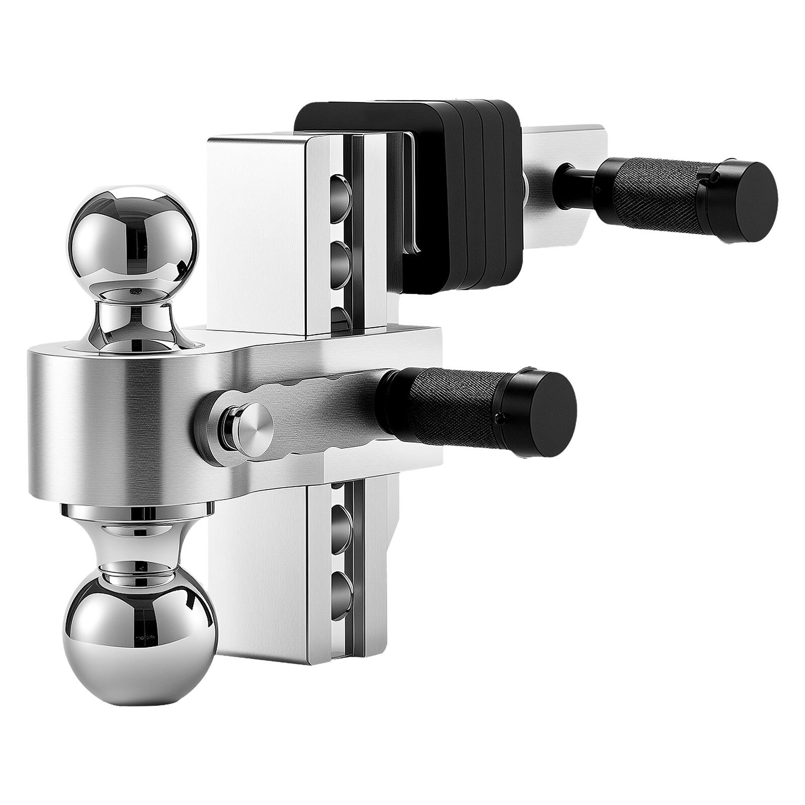 Alt View 5. VEVOR - Adjustable Trailer Hitch, 6-Inch Drop Hitch, Tri-Ball Mount for 2-Inch Hitch Receiver, Trailer Ball Size 1-7/8" - Silver.