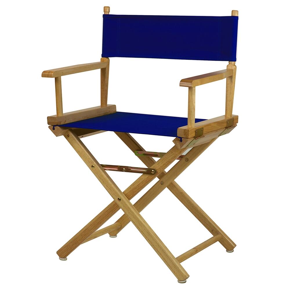 Left. FurniFact - Royal Blue Canvas Director Chair with Foldable Solid Wood Frame - Natural Frame/Royal Blue Canvas.
