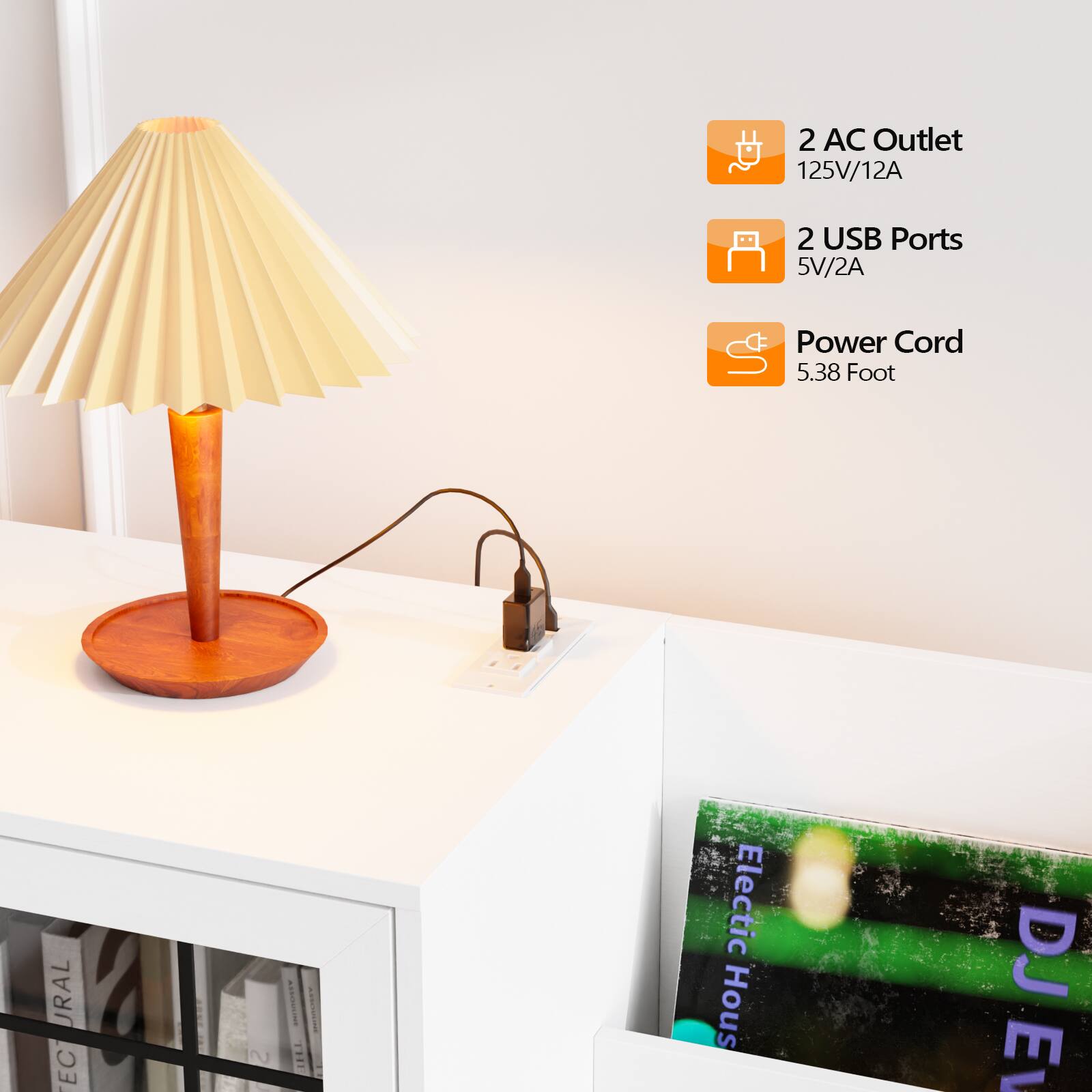 2 AC Outlet 125V/12A  
2 USB Ports 5V/2A  
Power Cord 5.38 Foot  

URAL  
Electric House DJ E