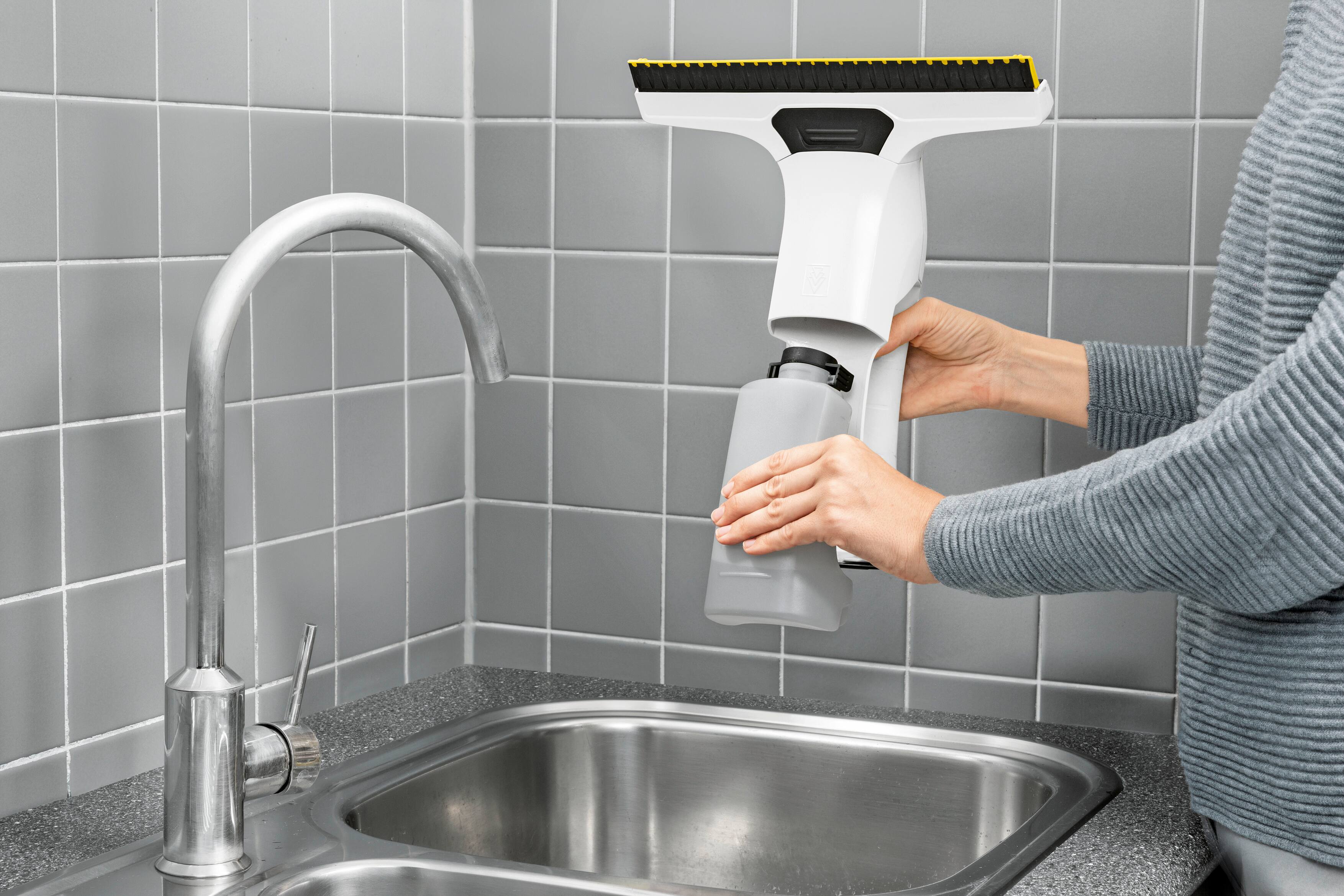 Angle. Karcher - WV 6 Rechargeable Window Vac: Power Vacuum, Electric Squeegee, 11" Blade, Spray Bottle, Microfiber Pad & Concentrate.