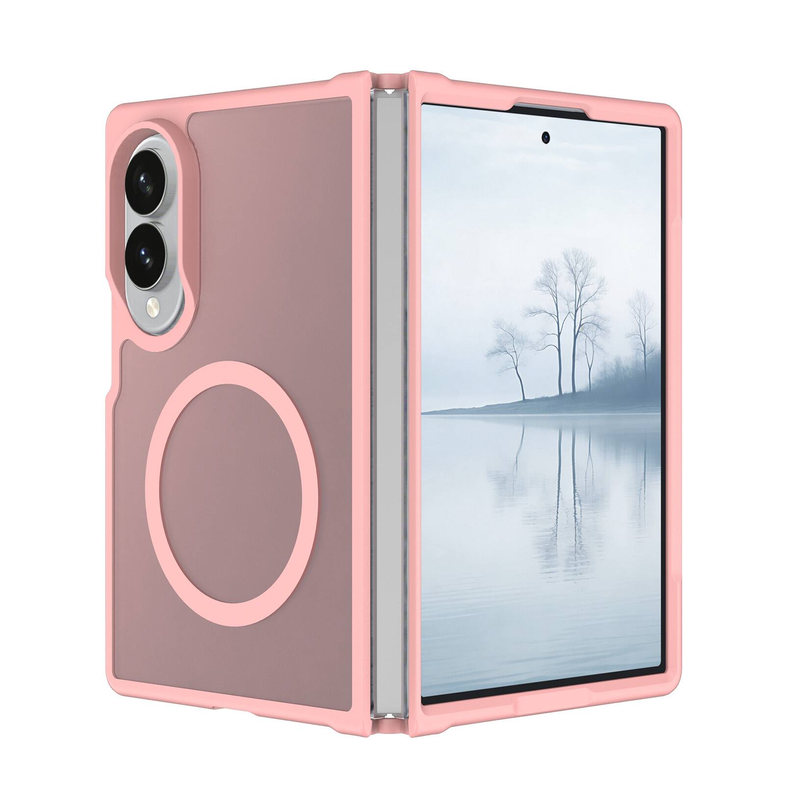 Dteck - Magnetic Shockproof Case for Samsung Galaxy Z Fold8, Matte Translucent Back Slim Cover with Raised Edge Screen Camera - Pink price history on PriceWatchPro