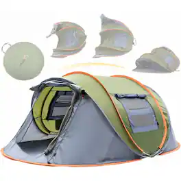 Maple99 - Camping Tent - 4-Person Easy Pop Up Tent with 2 Doors - Multicolor