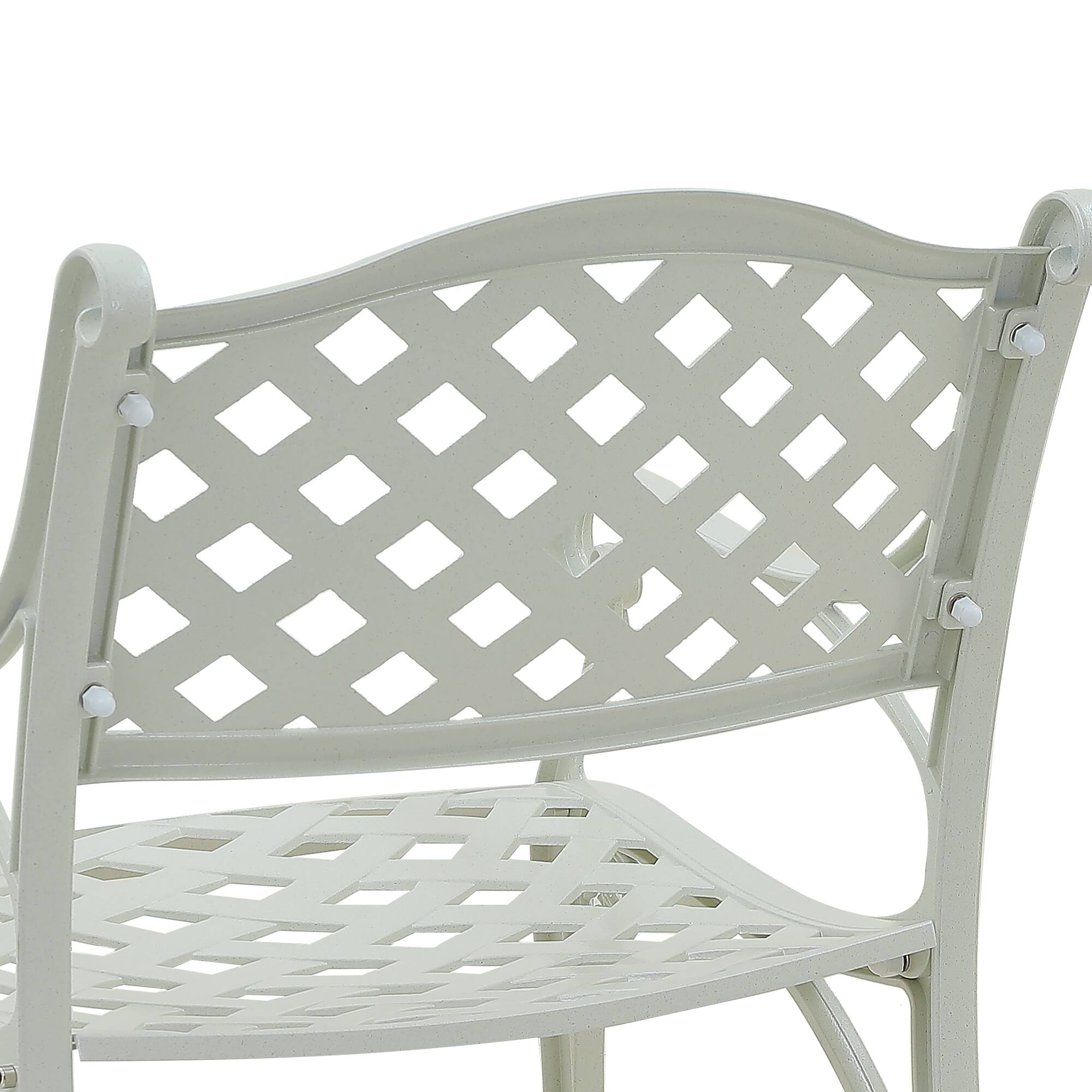 Alt View 4. Mondawe - 2-Piece Cast Aluminum Stationary Dining Chairs - White.