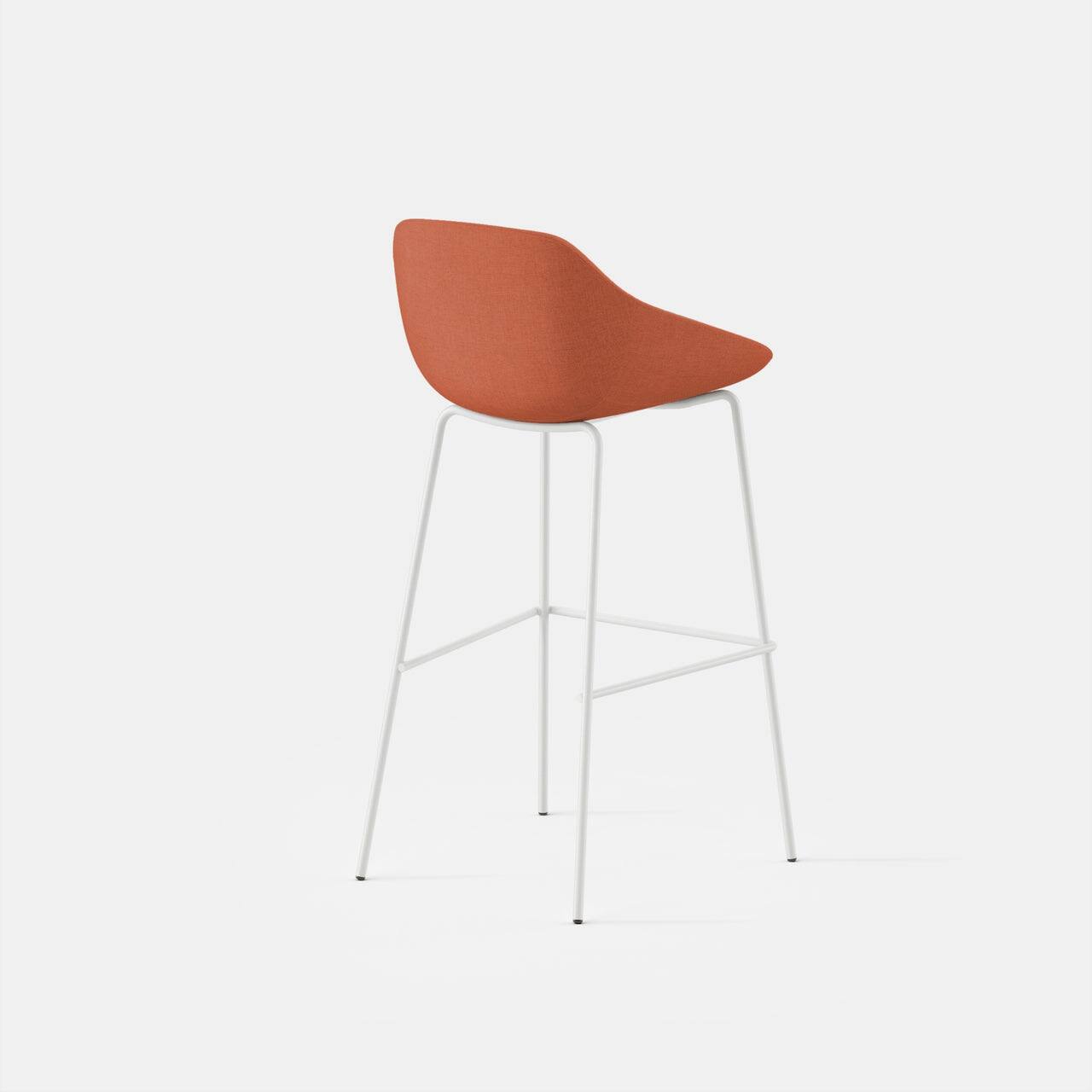 Angle. Branch Furniture - Branch Bistro Bar Stool – Sturdy, Comfortable Seating with Sleek Design for Home or Commercial Spaces - Burnt Orange / White.