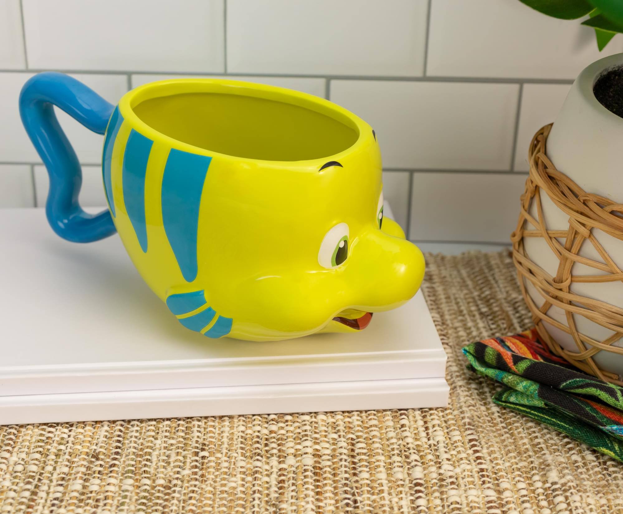 Alt View 5. Silver Buffalo - Disney The Little Mermaid Flounder 3D Sculpted Ceramic Mug | Holds 20 Ounces - Yellow.