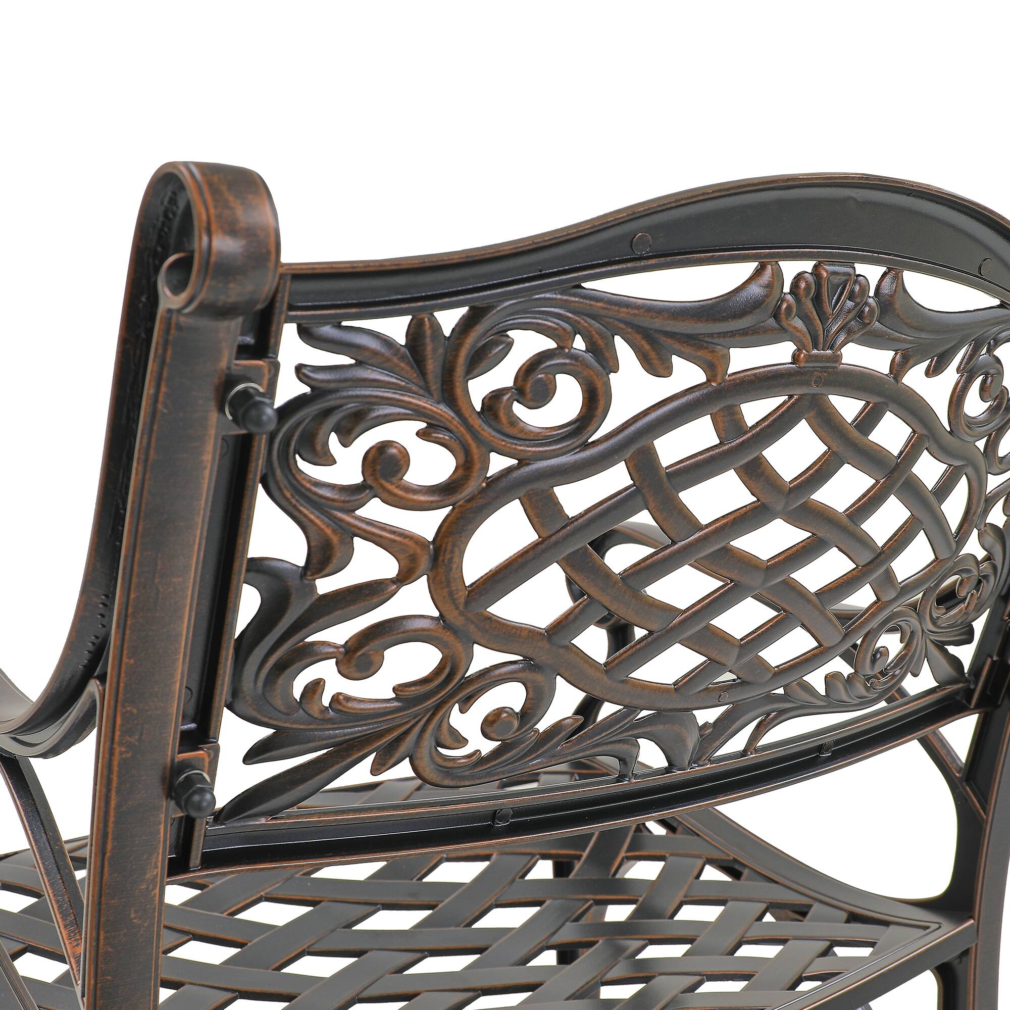 Alt View 9. Mondawe - 5-Piece Cast Aluminum Outdoor Dining Set with Round Table and 4 Chairs - Bronze.