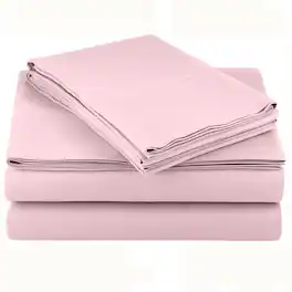 Kitcheniva - 4 Piece Bed Sheet Set Microfiber Comfort Ultra Soft Deep Pocket Sheets Light King - Pink