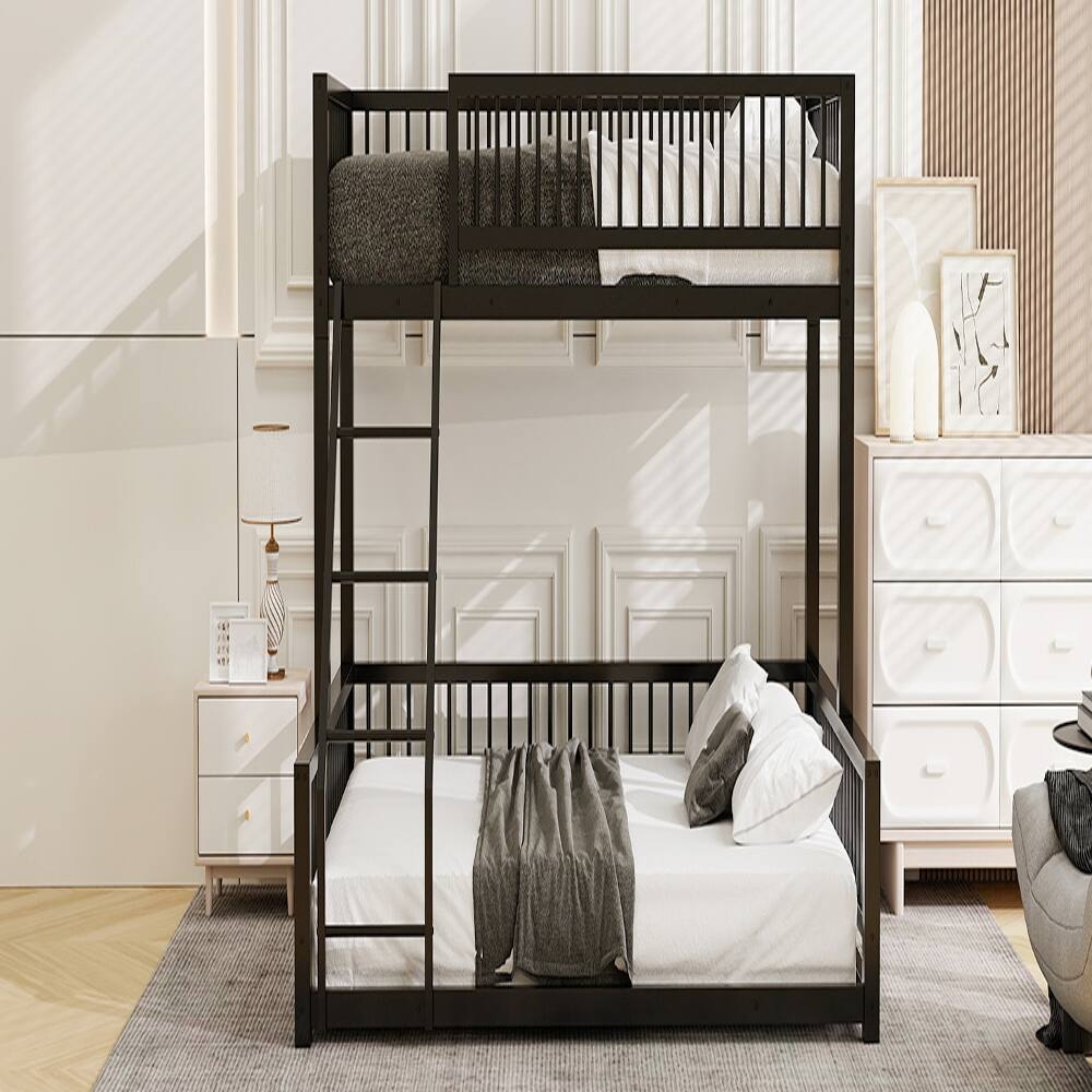 Alt View 3. Loheer - Loheer Twin XL Over Queen Bunk Bed Heavy Duty Metal Frame Black - Black.