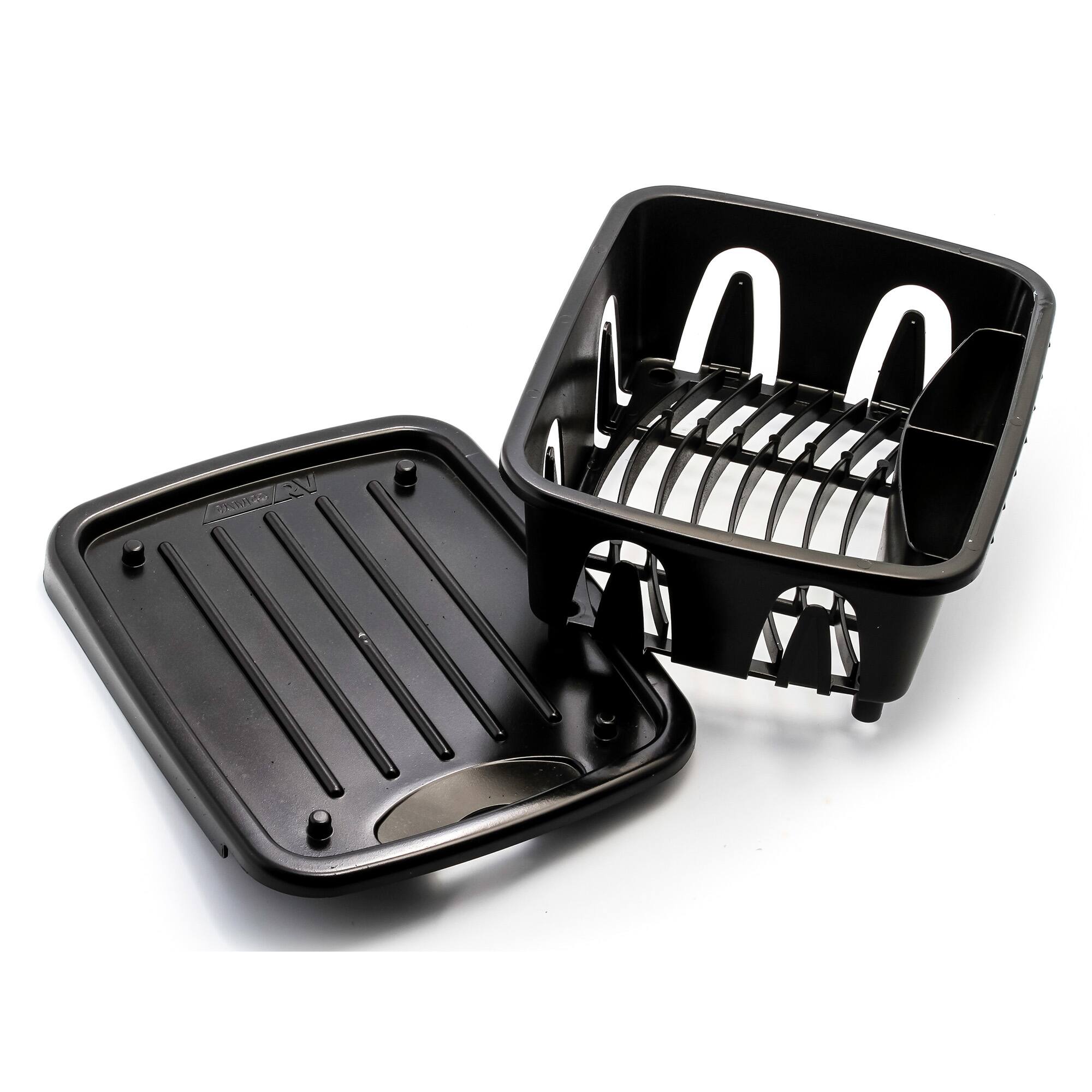 Alt View 4. Camco - Camco RV Mini Dish Drainer and Sloped Tray, Compact Drying Rack for Small Sinks - Black.