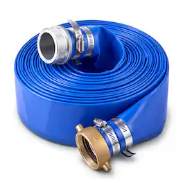 VEVOR - Discharge Hose 2" x 50 ft PVC Lay Flat Backwash Water Pump Pool Hose, for Swimming Pool Sand Filter & Sump Pump - Blue