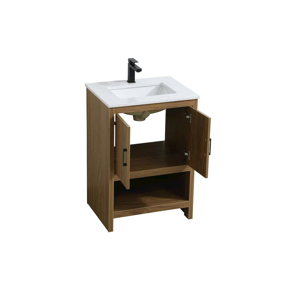 Alt View 1. Elegant Kitchen and Bath - Ira 24 Inch Single Bathroom Vanity In Walnut Brown - Walnut Brown.