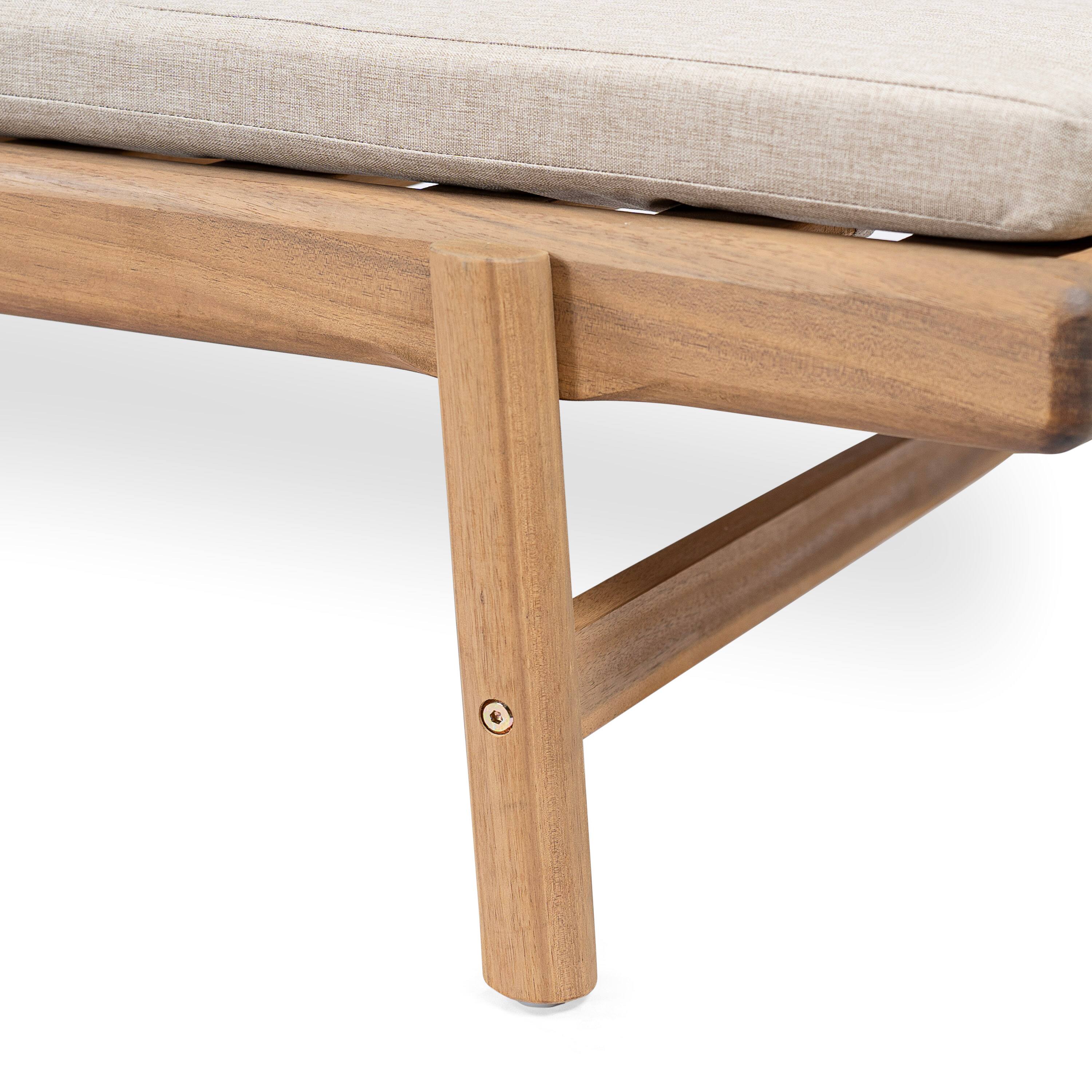 Alt View 6. Mondawe - Set of 2 Acacia Wood Chaise Lounge With Cushion - Teak+ Beige.