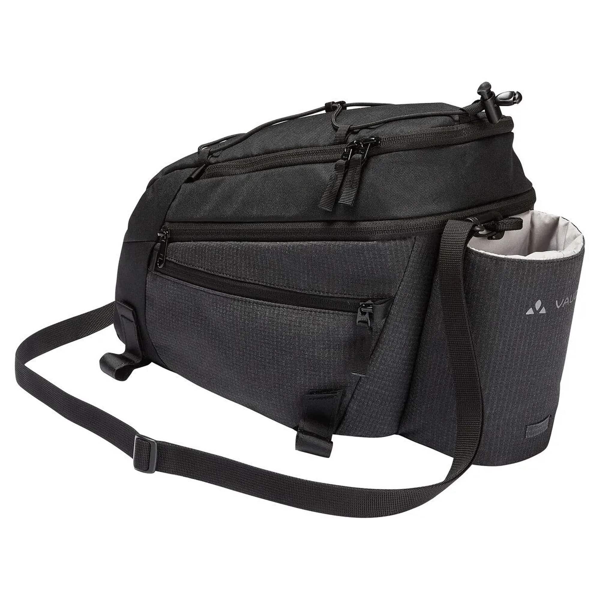 VAUDE - Silkroad L Luminum Bike Rack Bag with Detachable Shoulder Strap - Black
