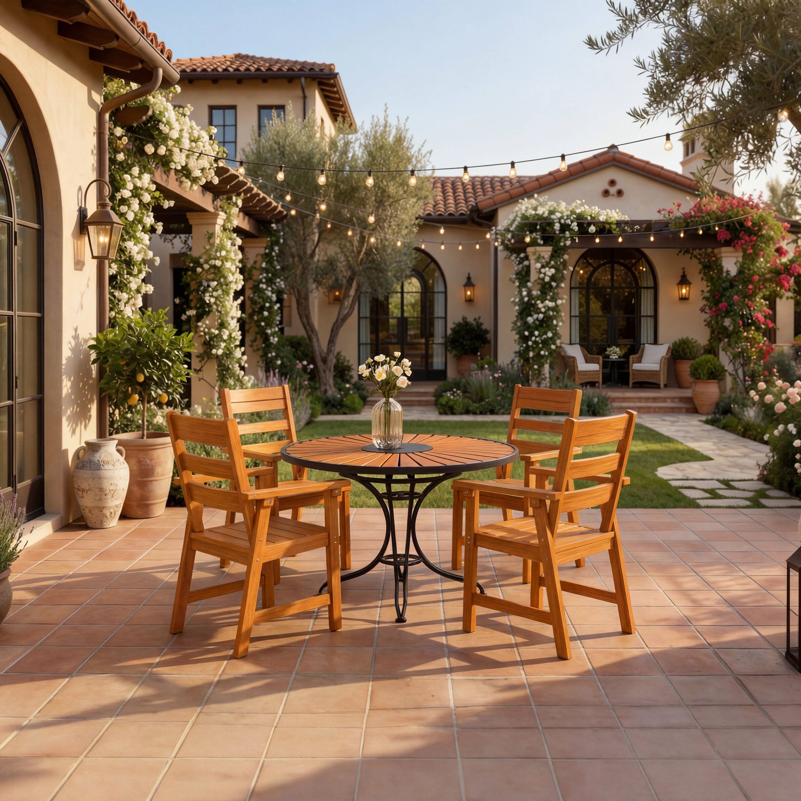 Alt View 7. Famapy - Pairs of Teak-Style Outdoor Patio Dining Chair HDPS Aluminum Frame, Weatherproof & Low-Maintenance for Garden Poolside - Wooden.