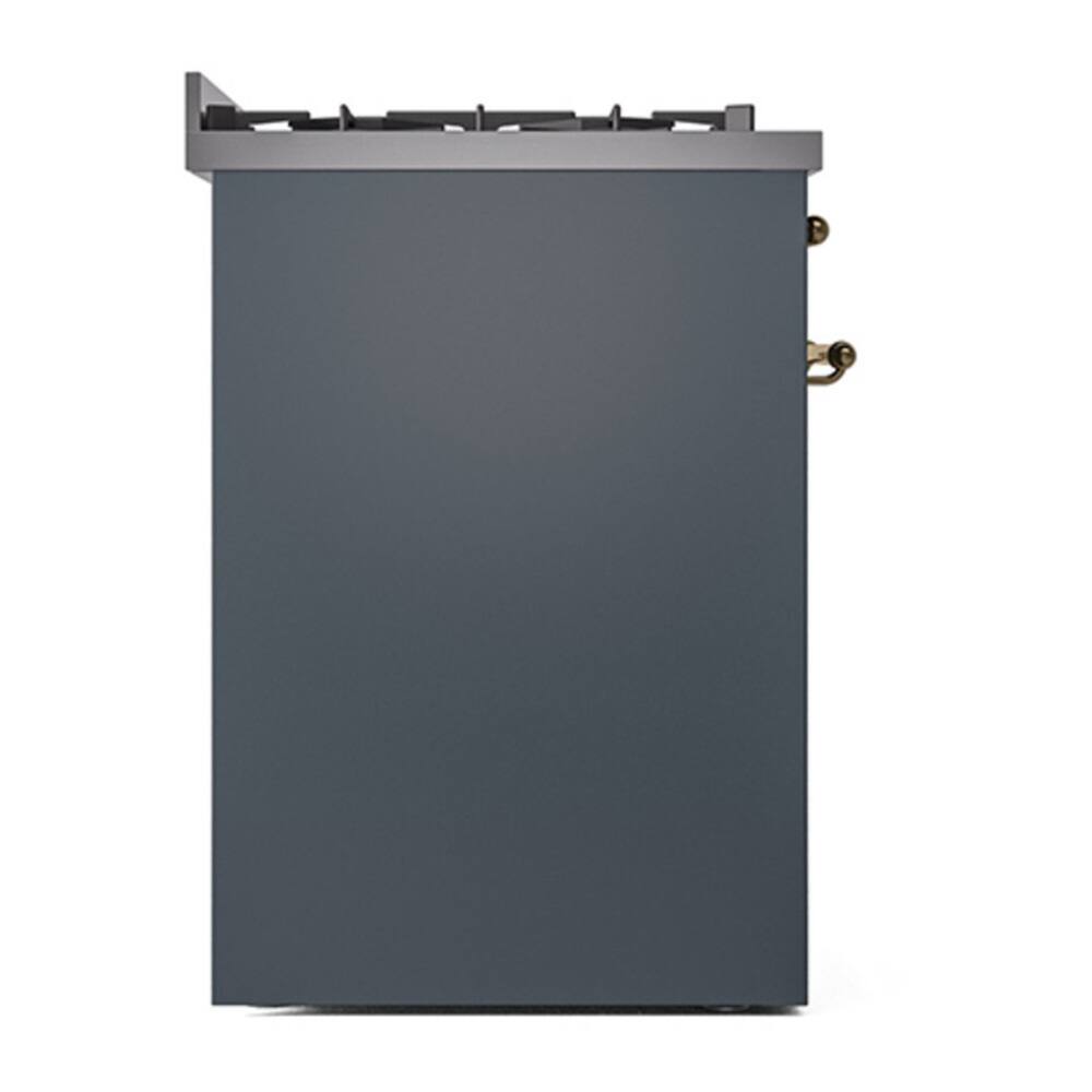 Alt View 6. ILVE - ILVE Nostalgie II Series 30 in. Dual Fuel Range with 5 Sealed Burners (Liquid Propane, Brass Trim) - Blue Grey.