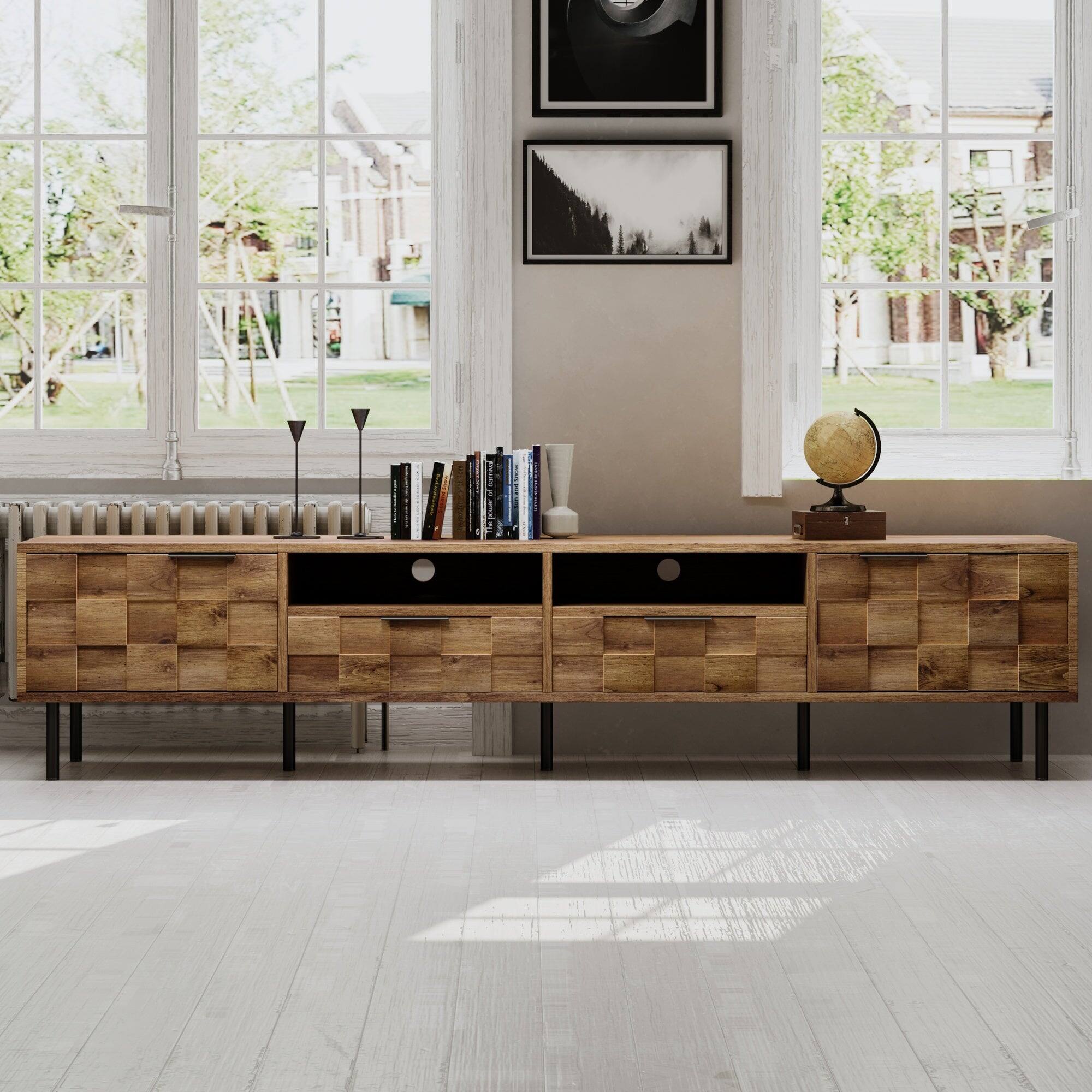 Alt View 3. Boyel Living - Mid Century TV Stand Natural For TVs Up To 85 Inch Media Console With Storage - Natural.