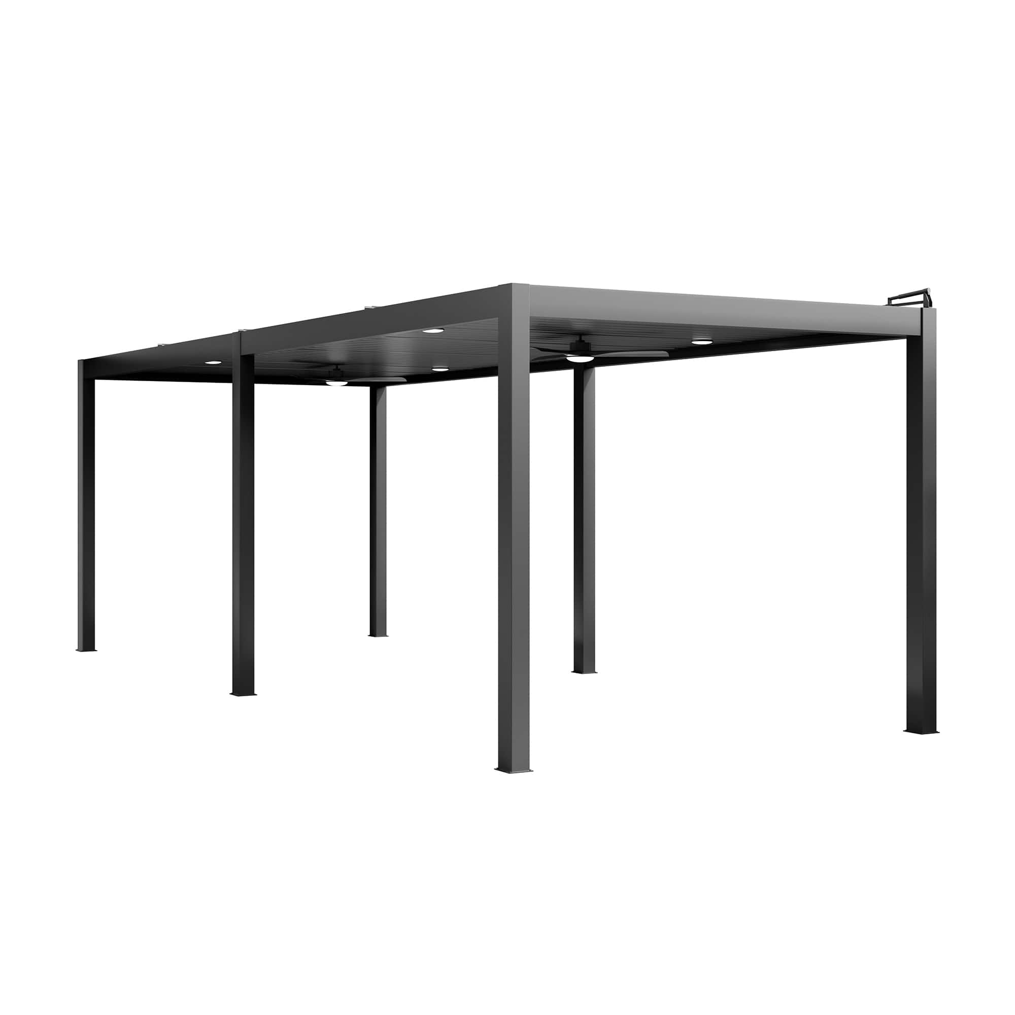 Mondawe - 13ft x 24ft Solar-Powered Aluminum Pergola with Adjustable Louvers,Remote Control and Hidden Drainage System - Gray