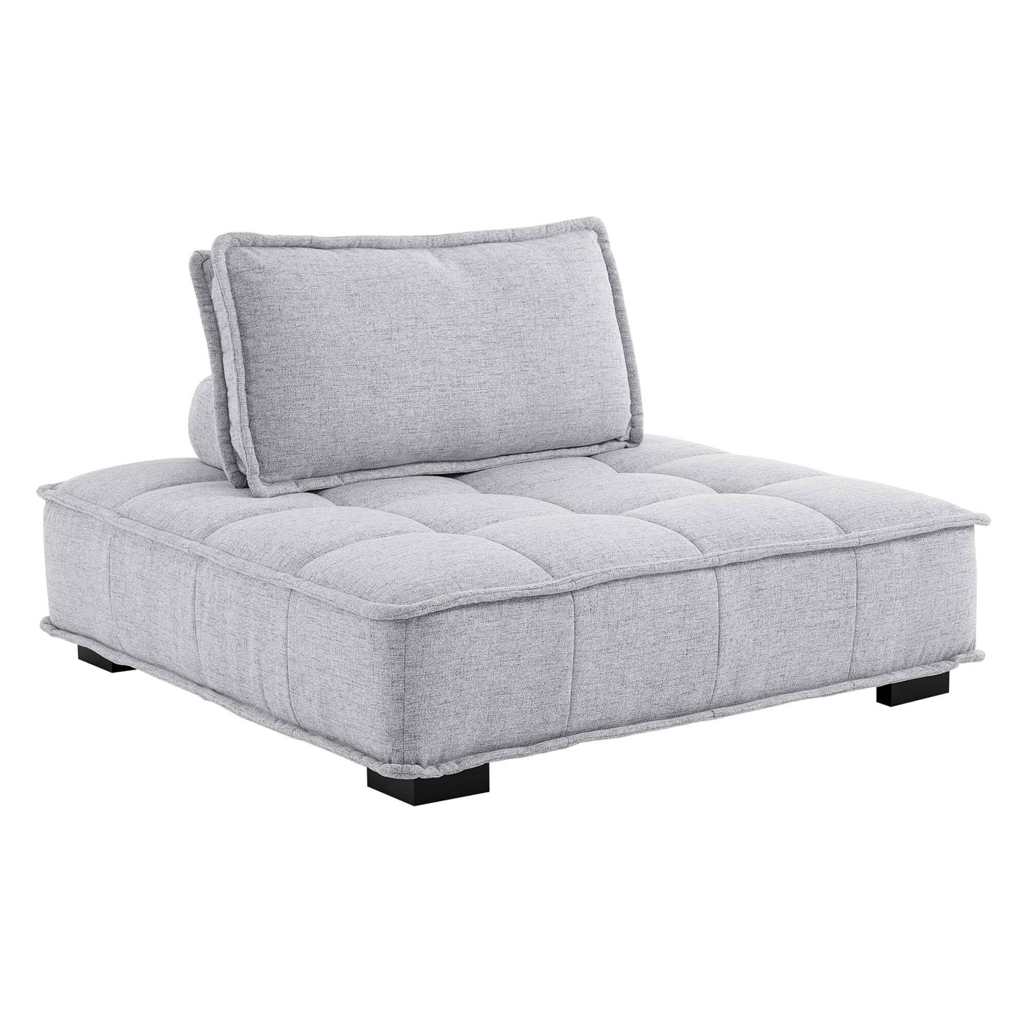 Angle. Modway - Saunter Tufted Fabric Armless Chair by Modway - Light Gray.