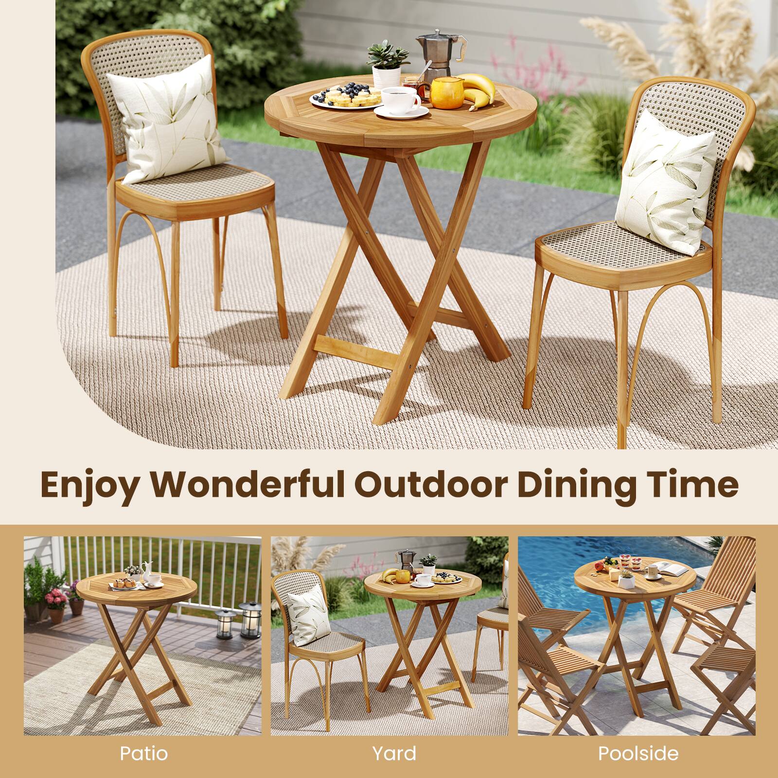Enjoy Wonderful Outdoor Dining Time

Patio  
Yard  
Poolside