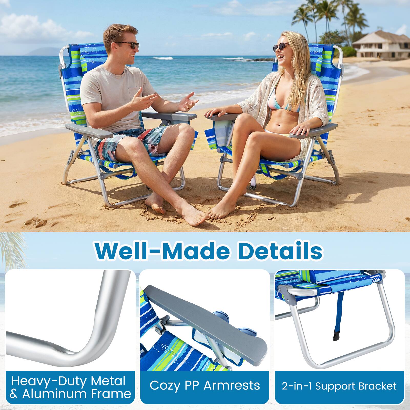 Well-Made Details

Heavy-Duty Metal & Aluminum Frame

Cozy PP Armrests

2-in-1 Support Bracket