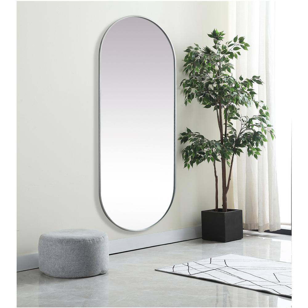 Alt View 6. Elegant Decor - Metal Frame Oval Mirror 30x72 Inch in Silver - Silver.