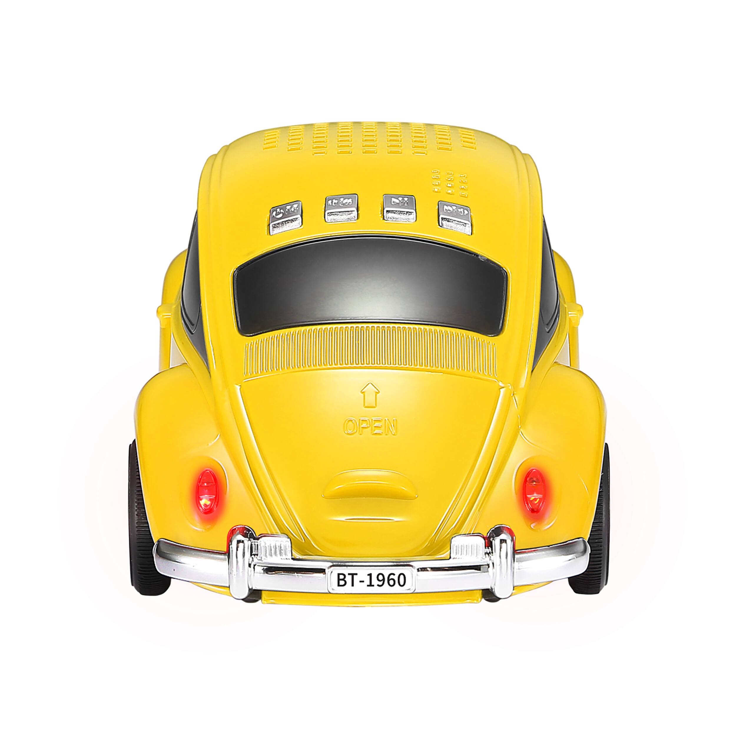 Alt View 11. QFX - Retro Car Portable Bluetooth Speaker with Bass Radiator and LED Lights - Yellow.