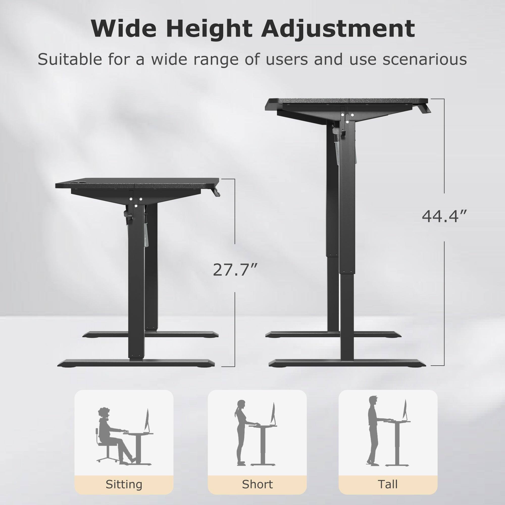 Wide Height Adjustment  
Suitable for a wide range of users and use scenarios  

44.4"  
27.7"  

Sitting  
Short  
Tall