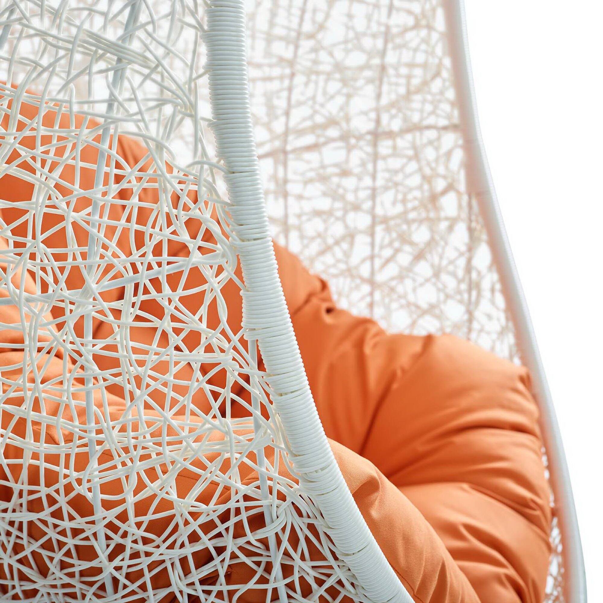 Alt View 1. Modway - Hide Outdoor Patio Swing Chair With Stand by Modway - White Orange.