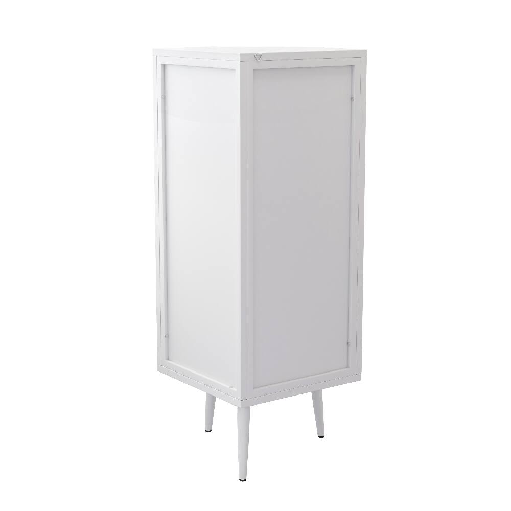 Alt View 3. Loheer - Loheer White Floor Corner Cabinet, Freestanding Metal Storage with Tempered Glass Doors for Bathroom - White.
