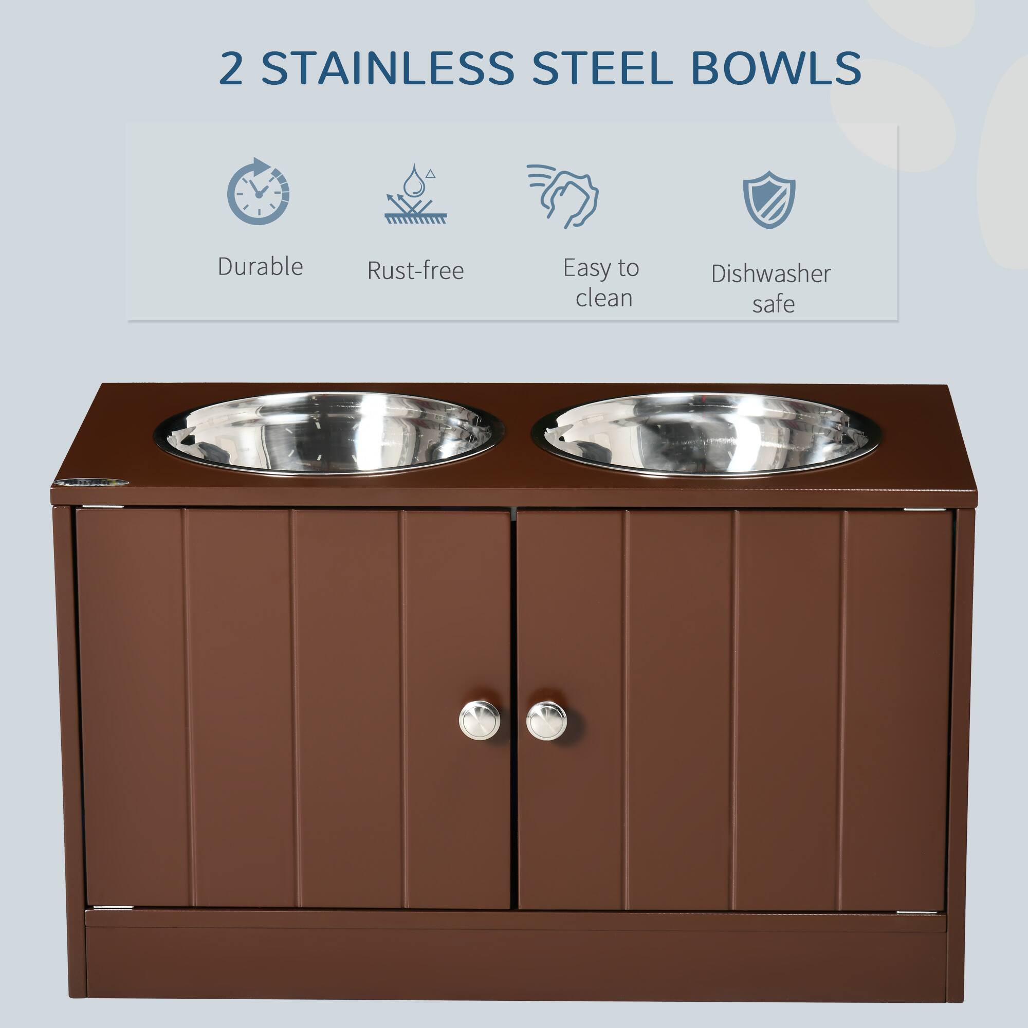 2 STAINLESS STEEL BOWLS

- Durable
- Rust-free
- Easy to clean
- Dishwasher safe