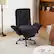 Alt View 3. Bestier - Cross Legged Executive Office Chair, Velvet Ergonomic Desk Chair with Flip-Up Arms, Retractable Footrest & Side Pockets - Black Suede.